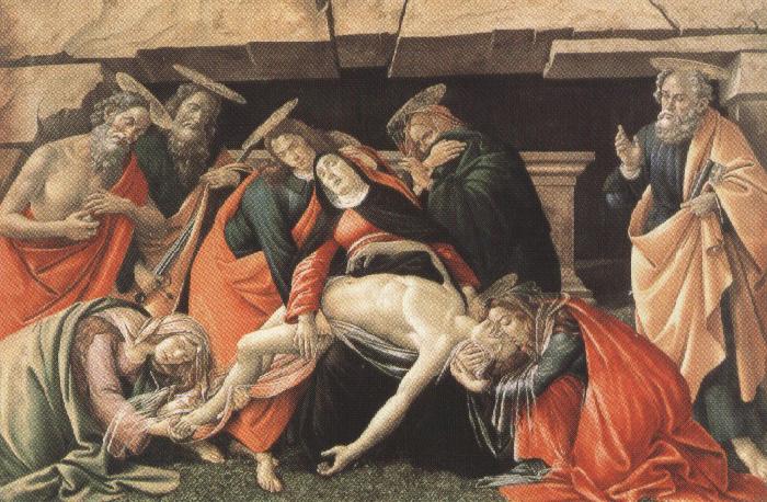 Sandro Botticelli Lament fro Christ Dead,with st jerome,St Paul and St Peter (mk36) Sweden oil painting art